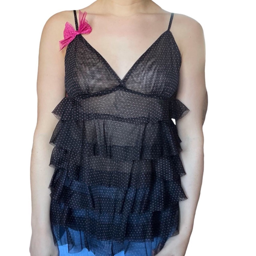 VINTAGE Y2K POLKA DOT FLIRTY LINGERIE TOP